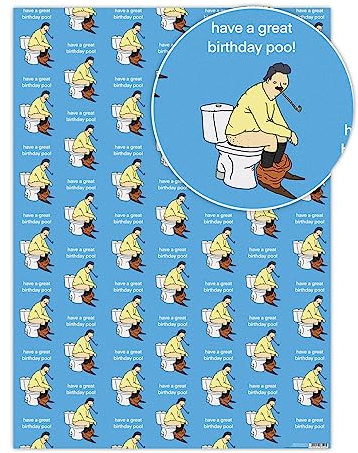 Brainbox Candy - 2 Bögen lustiges, unhöfliches Geschenkpapier mit Aufschrift Birthday Poo für Jungen und Herren – Anderes – albernes freches Geschenkpapier für Ihn, Männer, Frauen, Freunde, Freunde