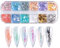 OTKARXUS Opal Nail Flakes, 1 Box 12 Grids Aurora Shiny Thin Nail Glitter Powder, Chameleon Glitter Chrome Nail Powder Manicure Accessories for Resin Face Body Decor DIY Craft(12 Grids Opal Powder)