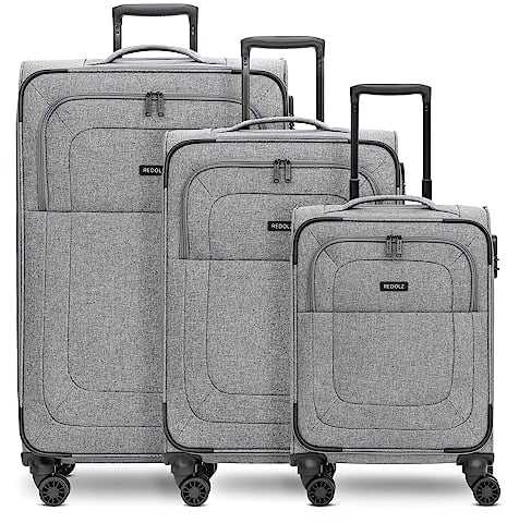 REDOLZ Koffer-Set 3-teilig für Damen & Herren | leichte & stabile Reise-Trolleys, hochwertiges Softcase, 4 Doppelrollen & TSA-Schloss |erweiterbar mit Dehnfalten (Essentials 12)
