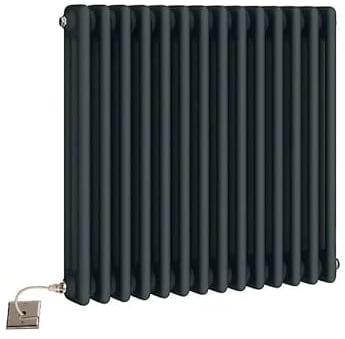 Manissa Electric Anthracite Traditional Column Radiator with PTC Element Old Cast Iron Type School Radiator + 7 Day Timer/Thermostat (3 Column 600mm H x 425mm W)