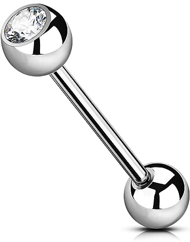 OUFER Body Piercing Barre per Lingua Gioielli in Titanio per Lingua 14G Barre per capezzoli Gioielli per capezzoli Tongue Nipple Piercings Barbell Jewellery