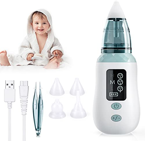Nasensauger, bubbacare USB Nasensauger mit 3 Saugstufen, Ohrenschmalz-Entferner mit 4 wiederverwendbaren Rotz-Saugdüsen für Kleinkinder und Kleinkinder