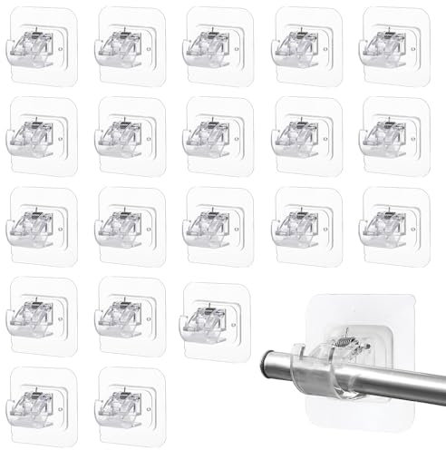 ZOESURE 20 Pezzi Ganci per Tende Senza Bucare, Ganci autoadesivi per Tende, Trasparente Ganci Adesivi per Tende, per Tende da Parete Muro per Bagno Cucina Hotel