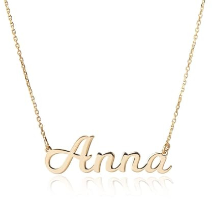 Sakrami Collana con Nome Personalizzabile in Oro 9KT Kids Collection + Confezione Regalo Personalizzata - Collana per Nascita Comunione o Battesimo