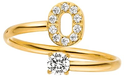 Purelei® Buchstaben Ring O – Damenring aus langlebigem Edelstahl – Wasserfeste Ringe – Verstellbare Ringe von Größe 50 bis 60 – Modeschmuck für deinen individuellen Look