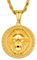 KRKC&CO Löwen Kette Sternzeichen Anhänger Goldkette Herren, Räumlich Löwe Münze Design, 2,5mm 55,9cm Rope Kette Kettenanhänger Gold, 18K vergoldet Edelstahl Halskette, Geschenk für Männer Jungen