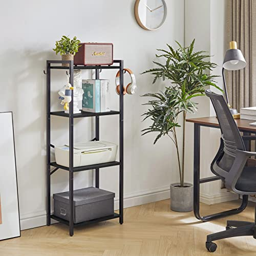 YMYNY Librería de 4 Niveles, Estantería, Biblioteca, Altura 112 cm, Estantería para Oficina, Marco Metálico, Industrial, para Sala de Estar, Estudio Oficina, Cocina, Negro HBC004B