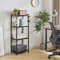 YMYNY Bücherregal, 4-stöckiges Aufbewahrungsregal, Pflanzenregal, Aufbewahrungsregal mit Stahlrahmen, für Wohnzimmer, Büro, Arbeitszimmer, Flur, Industriestil,Schwarz HBC004B