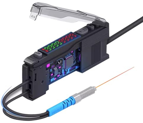 BOJKEON Amplificador de fibra óptica, sensor de fibra óptica FS-N13, interruptor fotoeléctrico de inducción difusa de comunicaciones ópticas de larga distancia