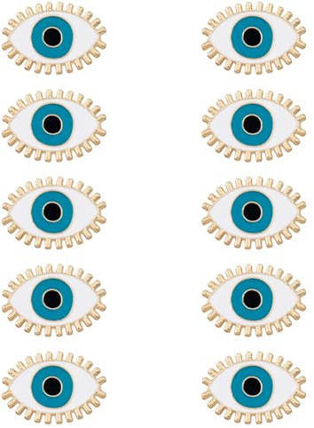 HOBBIESAY 10 pcs Broche de Vêtements Vintage Mauvais Œil en Alliage D'Or Clair Émaillé Artisanat Épinglettes Écharpe Hijab Collier Épingles Dames Accessoires pour Fête de Mariage Bal Usage Quotidien
