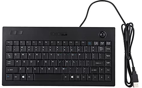 Yctze Kabelgebundene -Tastatur mit Trackball, Kompakt, 88 Tasten, 1,5 M, 1000 DPI, Ergonomische, Leise Tastatur, UK-Layout, Schlanke Schreibmaschine mit Optischem Trackball und Linker