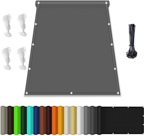 Sonnenschirm Segel, Balkonbespannung mit ösen, Wasserdicht markisenstoff, Quadrat PES Polyester Sonnenschutz, für überdachung Balkon Terrasse Schwimmbad Dunkelgrau 1.2x1.8M