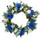 belupai 16inch Artificial Blue Rose Front Door Wreath, Spring Summer White Daisies Wreath Handmade Floral Wreath with Green Leaves for Wall Window Wedding Party Office Home Decor (Blue)