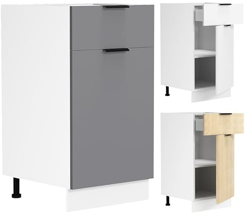 VCM - Armario de cocina, ancho 40 cm, cajón de muebles bajos, cocina, Fasola, armario de cocina, ancho 40 cm, cajón de muebles bajos, cocina, color blanco