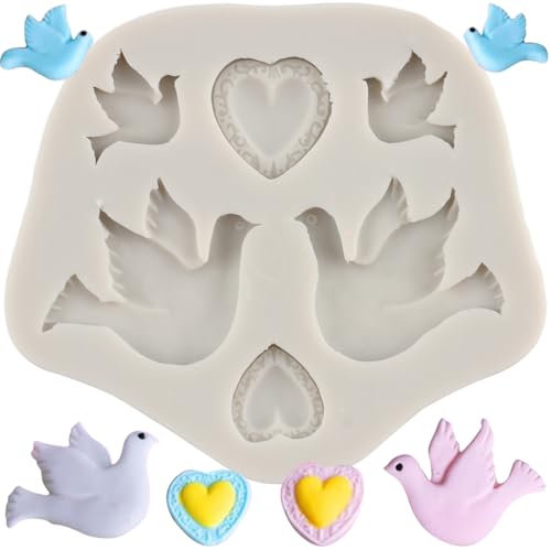 MINFEIDMS Silikonform Kommunion Taube Fondant Formen für Kuchen Dekorieren Cupcake Topper Süßigkeiten Schokolade Gummipaste Polymer Clay