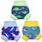 MOEMOE BABY Couches de Bain Réutilisables,Couche de Natation pour Bébés,Imperméable Couche Piscine pour Garçon et Fille,3 Paquets,Requin+Crocodile+Excavateur,1-2 Ans