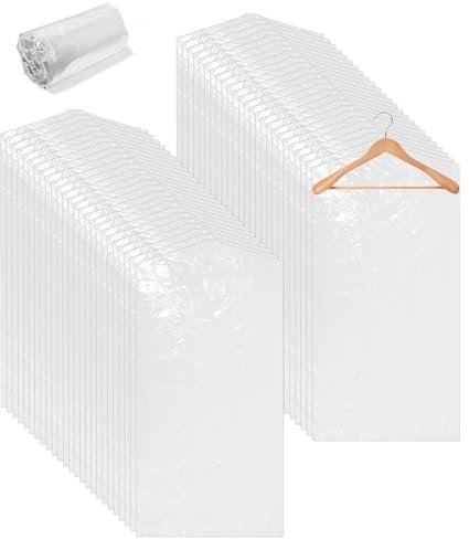 Toaren 50 Pezzi Copriabiti Antipolvere Trasparenti 60x120cm Sacchetti Porta Abiti Trasparenti,Buste Copriabiti Armadio,Copri Abiti Antipolvere Plastica,Copertura Vestiti per Abiti,Camicie,Giacche