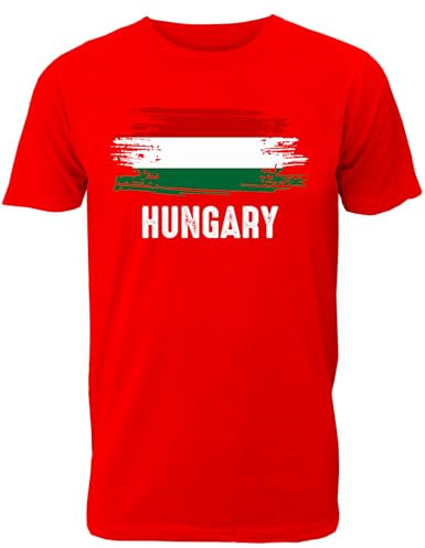 Herren T-Shirt mit Ungarn Länder Fahne/Flagge für Fans & Supporter und Fußball EM WM - auch als Geschenk für Fußball Trikot Fans