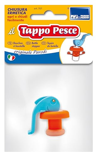 PARODI & PARODI - Fiskformade lufttäta vinflasklock, 1 silikonlock med mässingsstift för matkontakt, vinflasklock, öl, olja, vinäger, kökstillbehör spara friskhet