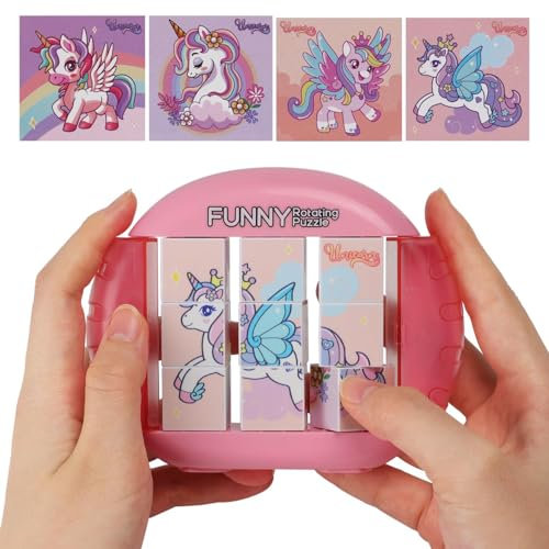 Flugzeug Autofahrt Hochzeit Beschäftigung Fidget Toys Kinder 4 in 1 Puzzle Geduldspiele Lernspielzeug Motorikspielzeug ab 1 2 3 4 5 6 Jahre Restaurant Reisespiele Geschenk Junge Mädchen(Rosa Einhorn)