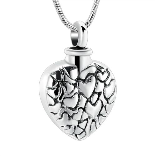 MKJFRLLSA Herz der Ewigkeit Einäscherung Schmuck - Kostenlose Gravur Edelstahl Andenken Urne Halskette für Asche Memorial Anhänger