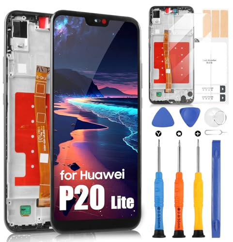 Écran LCD pour Huawei P20 Lite 2018 CLT-L29 pour Huawei P20 Lite 2018 / Nova 3e Touch Screen Digitizer Full Assembly avec réparation Kit (noir avec cadre)