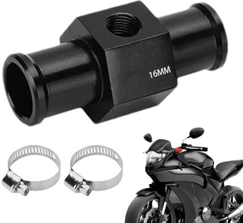 Adaptateur de tuyau de radiateur de jauge de capteur de 16 mm – Tuyau de joint de température de l'eau pour liquide de refroidissement de voiture | 2 colliers de serrage pour eau de liquide de