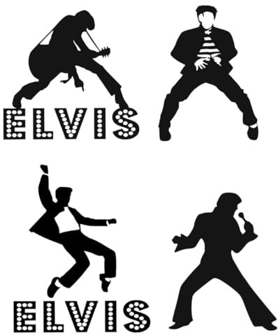 The King x 4 Poses and Letters TCB, Bumper, car, Laptop, Window, Wall Art, Decal, Sticker, Matte Black.