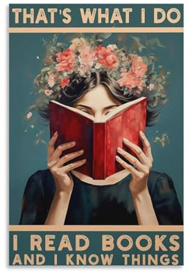 Vintage-Poster That's What I Do I Read Books And I Know Things, Poster, Buchliebhaber-Poster, Vintage-Kunst-Geschenk, Wandkunst-Poster, 2 Leinwand-Poster, Schlafzimmer, Dekoration, Landschaft, Büro,