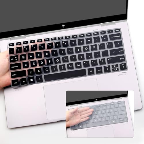 2 PCS Keyboard Cover for hp Envy 2-in-1 Laptop 16-ad 16-ad0097nr,16t-ac 16t-ac000 16 Inch Laptop Keyboard Protector Cover-Black+Clear