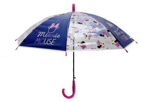 eplusm MINNIE MOUSE NAIVE – Manual Dome Umbrella, 8 Panels, Metal Rods, Comfortable and Versatile, Quality and Resistance, 43 cm, Polyester Material, light pink, M, Casual