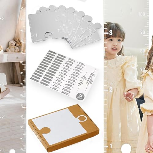 Growthchart Spiegel Wand, Wachstumsdiagramm Spiegel Für Kinder, Messlatte Für Kinder Aus Acryl, Faltbare Flexibler Puzzle Größenmesser Für Kinder, Wanddekoration Für Kinderzimmer Babyzimmer