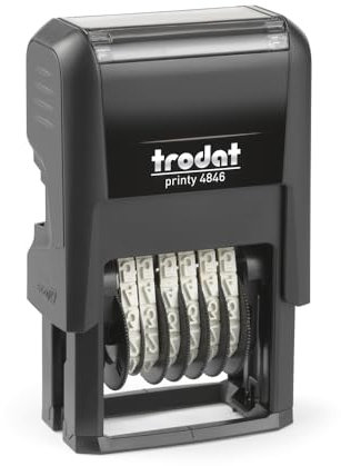 Trodat Printy 4.0 Zahlenstempel 4846-6 Zahlen-Streifen und Zeichen – Höhe der Schriftzüge 4 mm – schwarze Tinte inklusive – automatische Tinte – nachfüllbar – Druckformat 27 x 4 mm