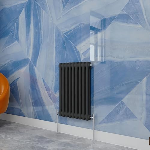 Simple Bathroom Cast Iron Radiator, Anthracite, 600X425mm, 2 Column | Traditional household, Suitable for multi-room, Central Heating,Old Style,Horizontal