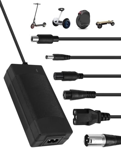 Swiftctrl Chargeur Trottinette Électrique 42V 2A Universel – Chargeur Batterie 36V avec 6 Connecteurs pour Xiaomi M365/Pro 2, Hoverboard, Scooter Électrique, Skateboard, Planche à Dérive