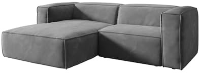 Luxusbetten24 Designer Sofa Comfy L Mini in Samt Hellgrau Links