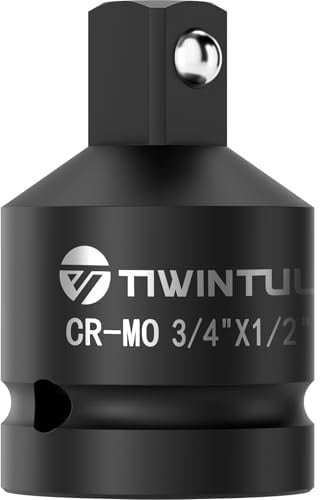 TIWINTUL Adapter 3/4 Zoll auf 1/2 Zoll, CR-MO, Reduzierung 3/4 auf 1/2 für Schlagschrauber Nüsse 1/2 Zoll, 6-Punkt, Schwarz Phosphatiert, Für Werkstatt, Traktor, LKW & Industrie, ANSI-Zertifiziert