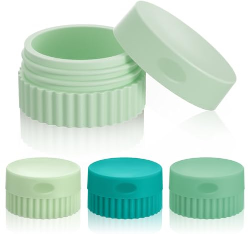 Guduling 4 Pcs Travel Pots for Toiletries,4 Colors Silicone Cream Jar,0.68 OZ Travels Containers for Toiletries,with Lids,Leakproof Refillable Bottles for Cosmetic Body Skin Cream,4.4x2.5CM
