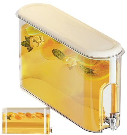 Jarra De Agua - Dispensador De Bebidas Sellado 4L | Contenedor De Diseño Estrecho De Calidad Alimentaria Para, Bebidas Frías Y Agua | Jarra Para Frigorífico: Uso Doméstico En La Cocina