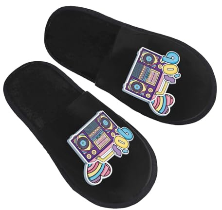 90Er-Jahre-Cartoon-Radio Winter Hausschuhe Rutschfest Hausschuhe Gummisohle Pantoffeln Für Unisex Draussen Hotel M