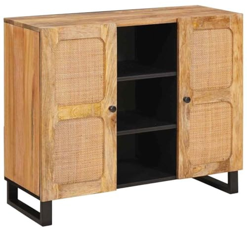 vidaXL Highboard mit Tür Braun 40 x 33,5 x 110 cm Massivholz Mango,