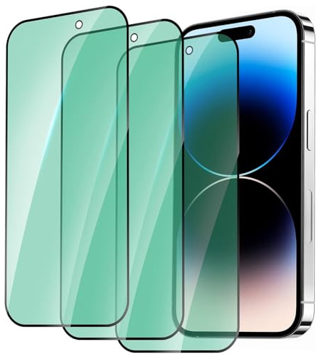 DYNASCO 3 Pack Anti-Blue Light Screen Protector for iPhone 14, Green Light Eye Protection 9H Tempered Glas Film for iPhone 14 6.1 Anti-Shatter, Anti-Scratch, Blocks Harmful Blue Light