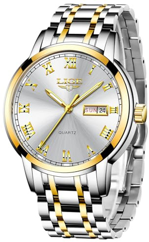 LIGE Uhren Herren Quarz Wasserdicht Datum Leuchtzeiger | LIGE Armbanduhr Herren, Quarz Analog, Edelstahl 3ATM Wasserdicht, Datumsanzeige Leuchtzeiger, Business Outdoor Erholung
