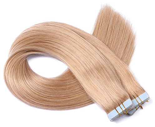 Tape In - On Hair Extensions - # 20 - ASCHBLOND - 50cm - 10 Tressen je 4cm Breit / 2,5g - 100% Remy Echthaar Haarverlängerung/Extention mit Klebeband Tressen by NOVON Hair Extentions
