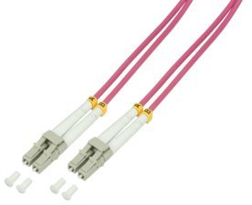 BIGtec 10m LWL Kabel Patchkabel OM4 Glasfaser-Kabel 100Gbit Multimode 50/125µm Ø 2mm Jumper LC - LC Stecker Duplex violett Erikaviolett Fiber Optic Cable