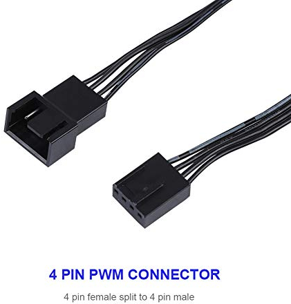 Eboxer 5 stuks 4-pins fan power verlengkabel, PWM-aansluitkast-ventilatorverlengkabel voor computer