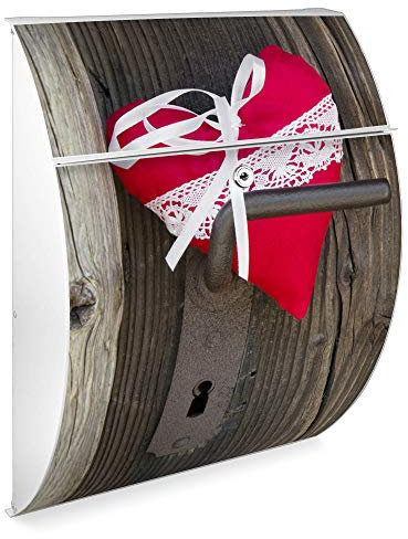 Burg Wächter Design Briefkasten | Modell Riviera 46x33,5x13cm groß | verzinkter Stahl Weiß | Postkasten mit Öffnungsstopp, großer A4 Einwurf, Zylinderschloss, 2 Schlüssel | Motiv Knock On Your Door