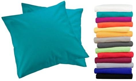 2er Pack MOON-Luxury Linon Kissenbezug 100% Baumwolle-petrol-50x50