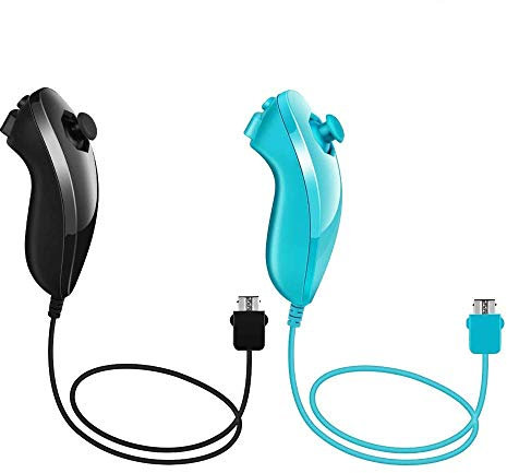 Poulep Nunchuck controller Gamepad per Nintendo Wii U console Balck and Blue