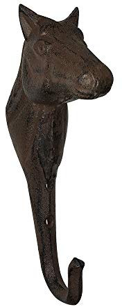 zeitzone Wandgarderobe Pferd Garderobenhaken Wandhaken Gusseisen Braun Antik-Stil